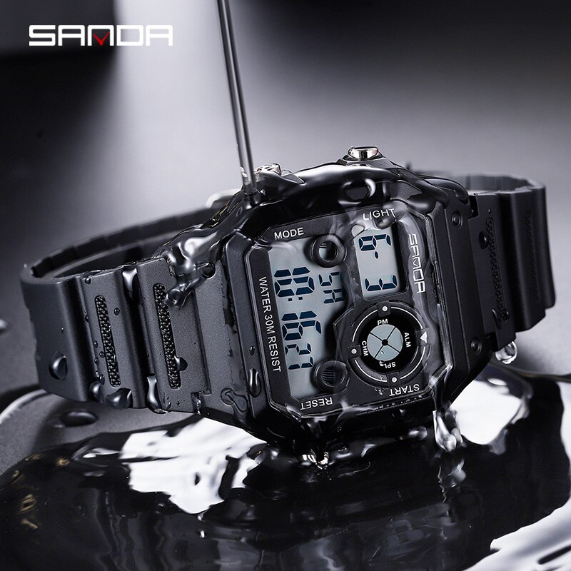 SANDA Brand Men's Watches Fashion Casual Watch for Men Sport Digital Wristwatch Waterproof Military Clock Relogio Masculino 418