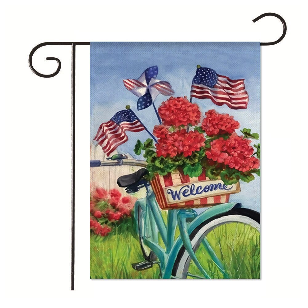 Independence Day Series Garden Flag Flowers American Flag Garden Decoration Flag 30*45CM（11.81IN*17.71IN）