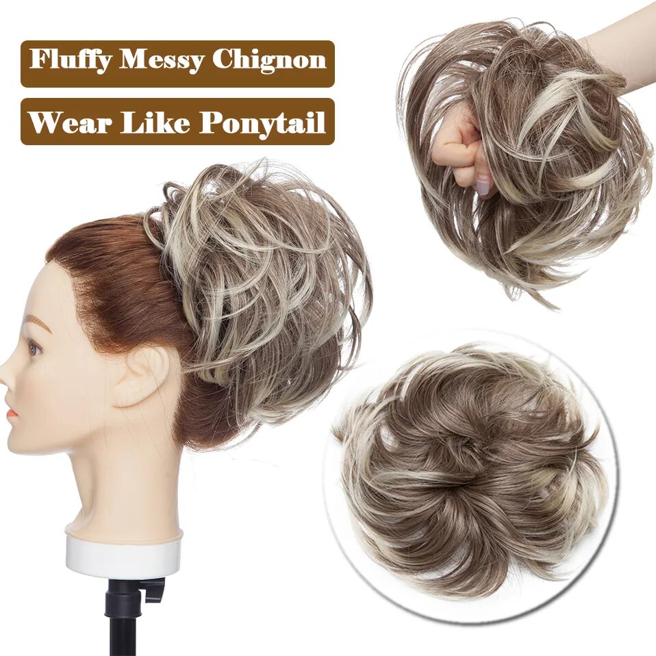 BENEHAIR Synthetic Messy Bun Scrunchy Hair Bun Fake Hair Women Chignon Elastic Hair Band Hairpieces For WomenUpdo Donut Chignon