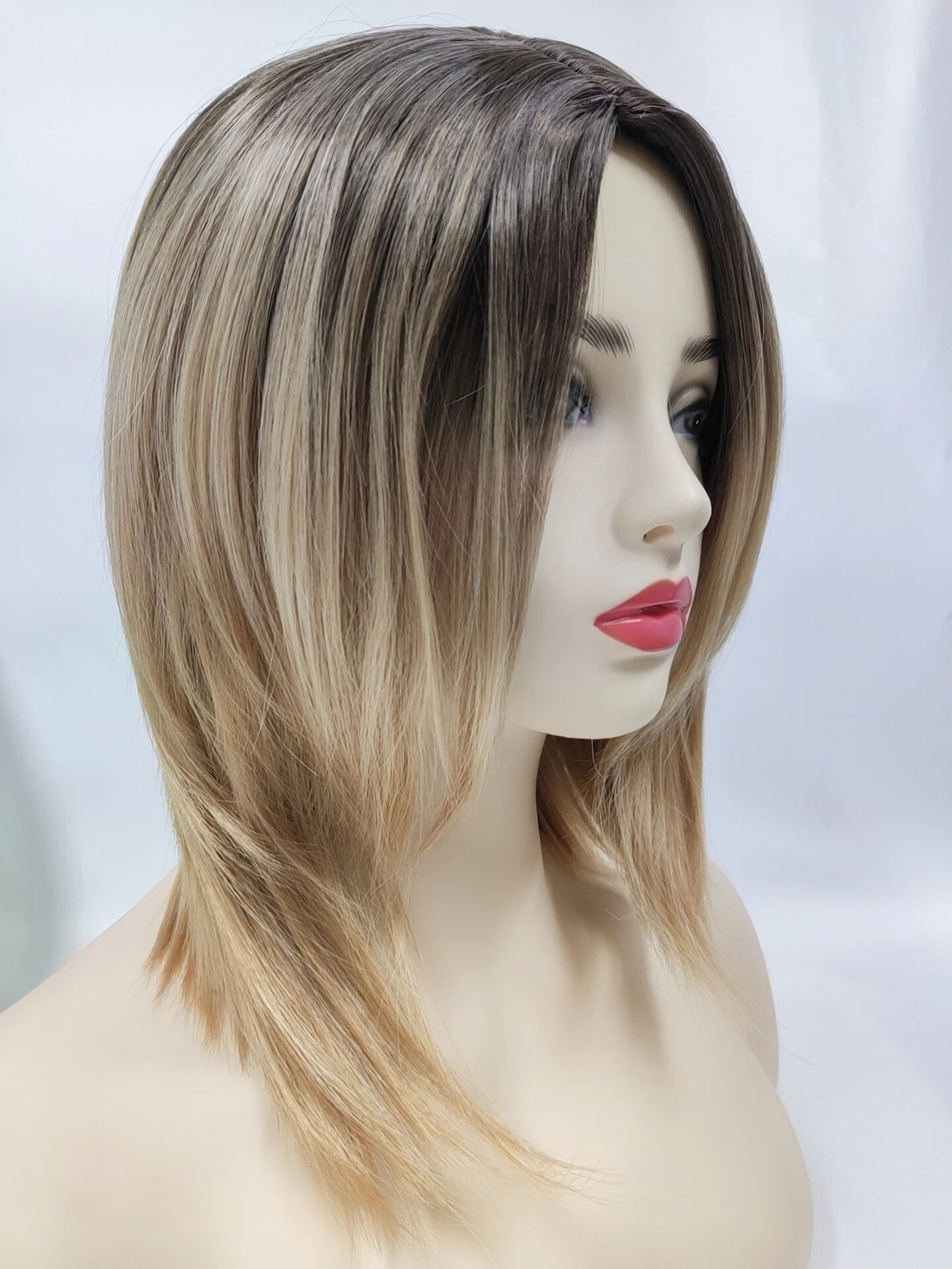 Female Short Bob Wigs for Women American European Gradient Straight Blonde Ombre Wig Soft Costume Party Wigs Natural As Real