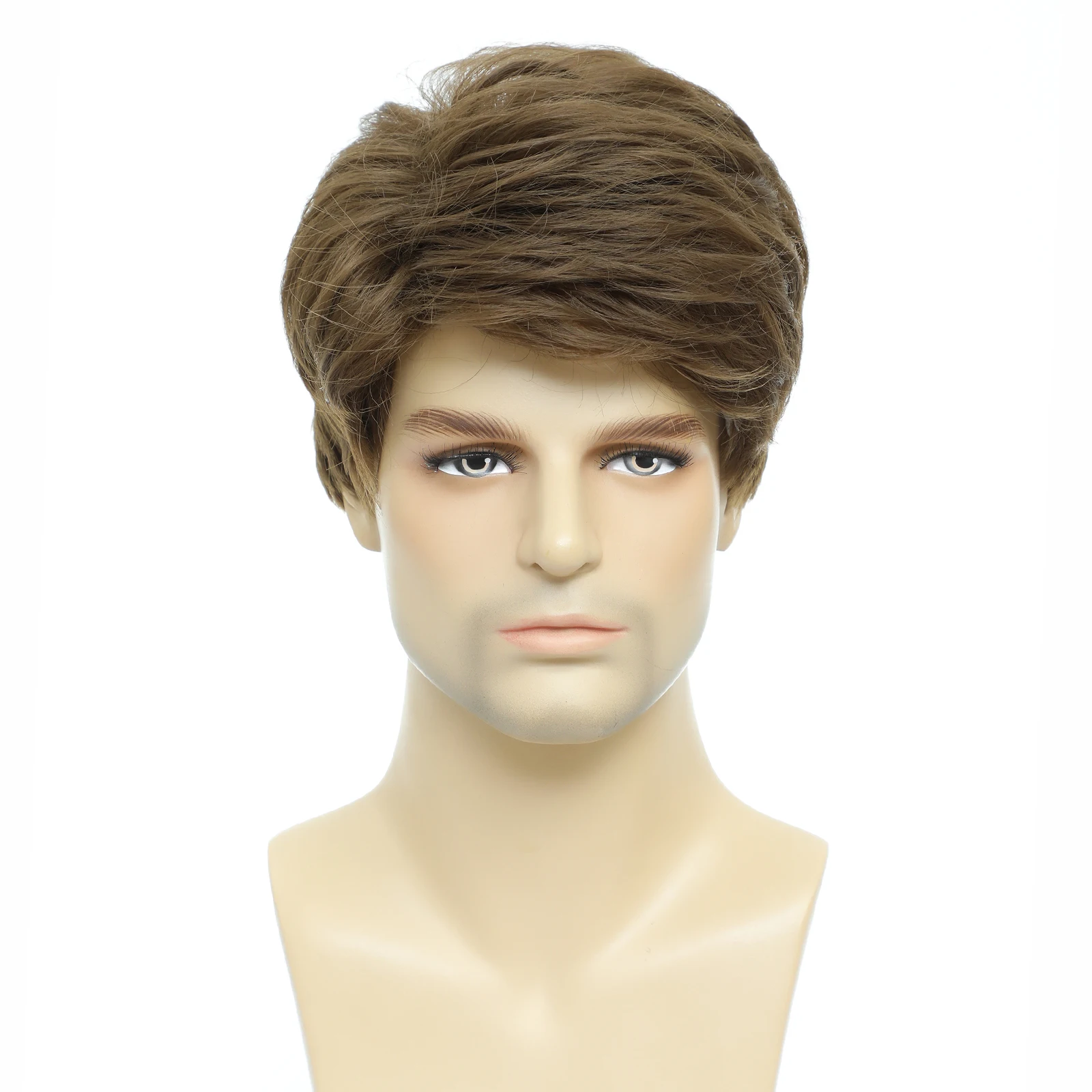 BCHR Mens Wigs Short Brown Wig Men Natural Fluffy Cosplay Costume Synthetic Mens Wig for Male Guy