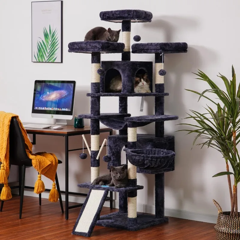 71 inches XL Large Cat Tower for Indoor Cats, Multi-Level Cat House cat tower condo house tree pet accessories