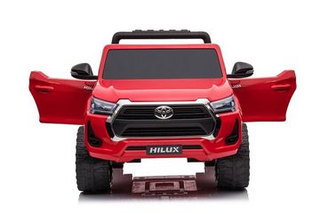 TPFLiving electric children's car Toyota Hilux - motor: 4 x 12V - battery: 1 x 12 Volt/14Ah, load capacity 40 kg, children's car - electric car with leather seat and seat belt - red