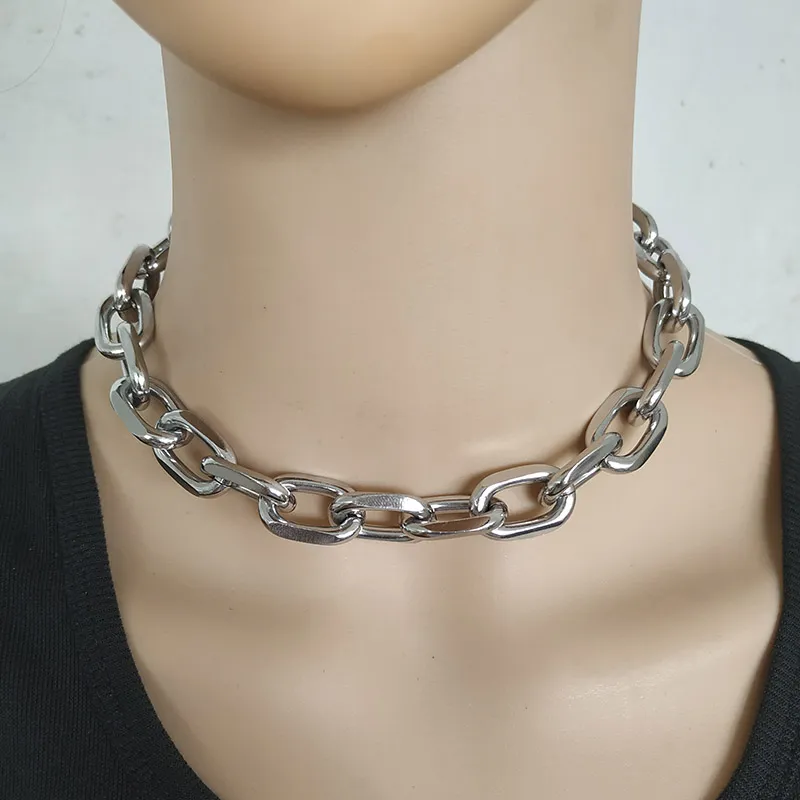 SHIXIN Punk Exaggerated Heavy Metal Big Thick Chain Choker Necklace Women Goth Fashion Night Club Jewelry