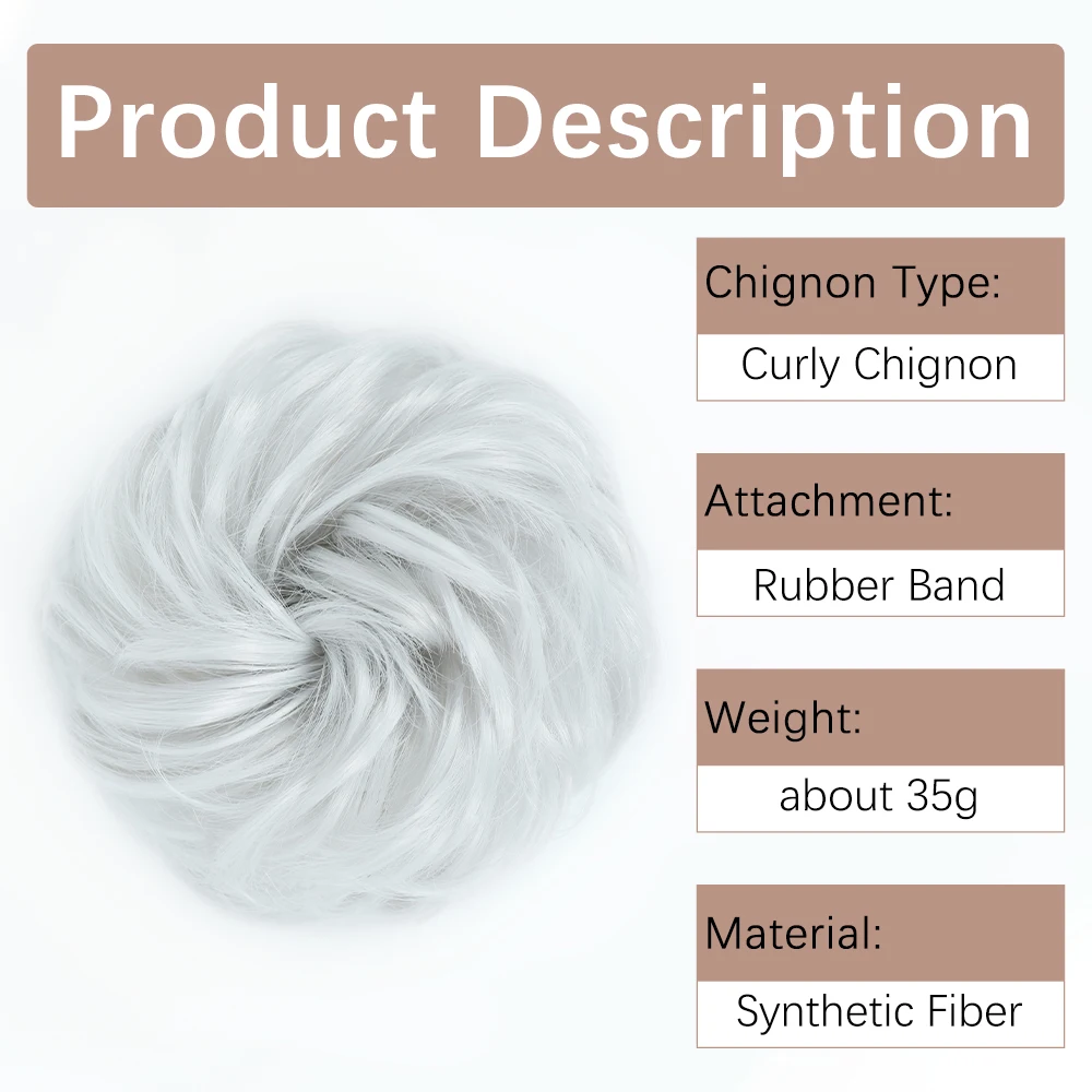 AZQUEEN Messy Bun Hair Extension Synthetic Elastic Band Curly Wave Chignon Scrunchies Donut Updo Hairpiece For Women