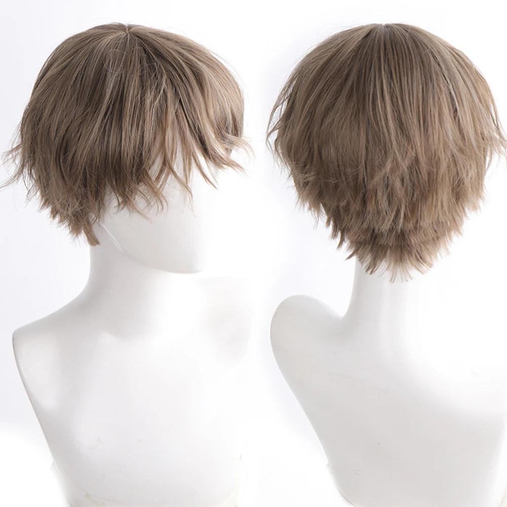 Short Straight Boy Wig Synthetic With Bangs Cosplay Anime Daily Wigs For Men Heat Resistant Natural False Fake Hair Halloween