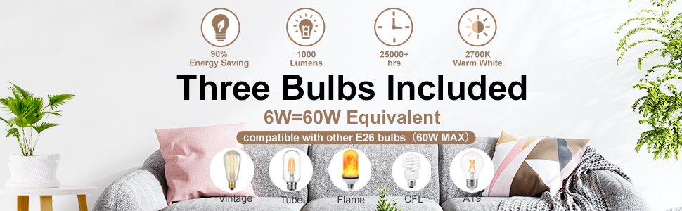 3 bulbs included