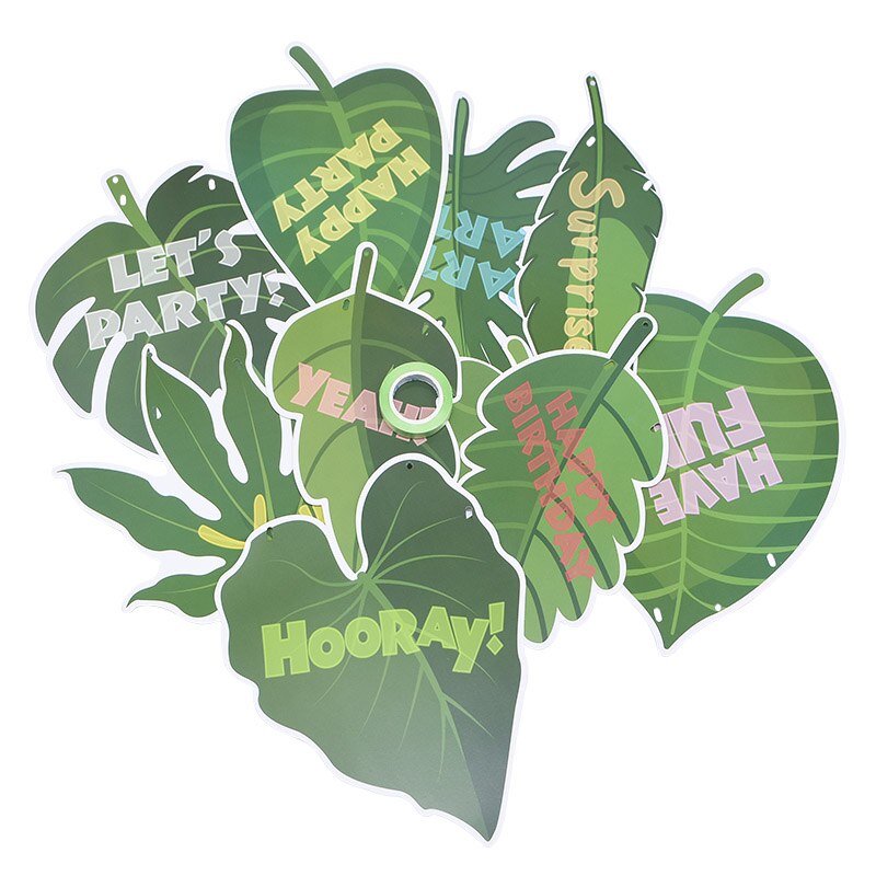 1Set Jungle Birthday Banners Animal Garland Birthday Paper Pennant Palm Leaf Flags Bunting Baby Shower Safari Animals Decoration