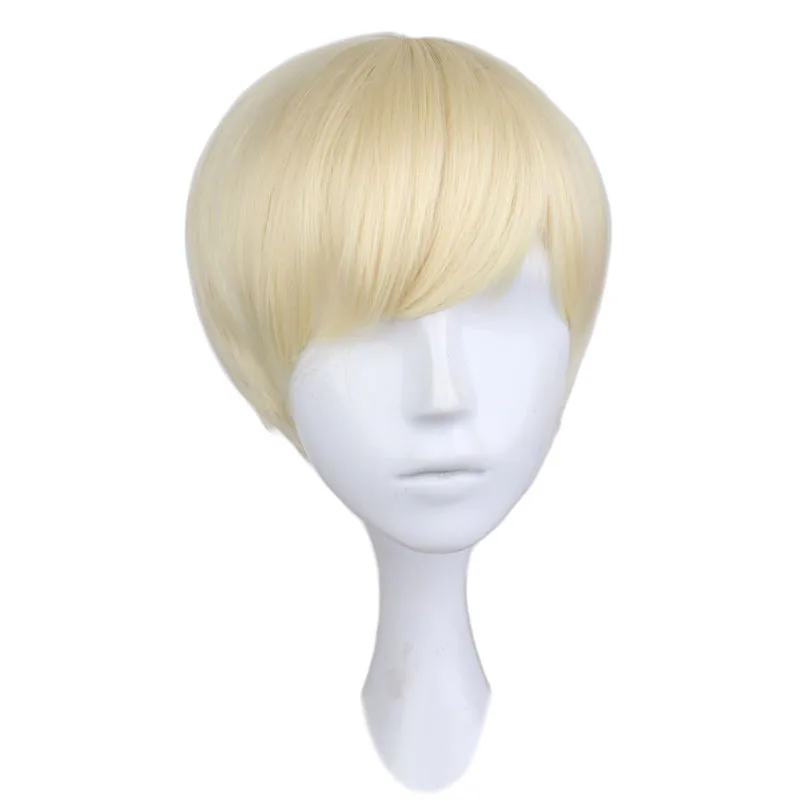 Short Straight Cosplay Men Boy Party Blonde 30 Cm Synthetic Hair Wigs