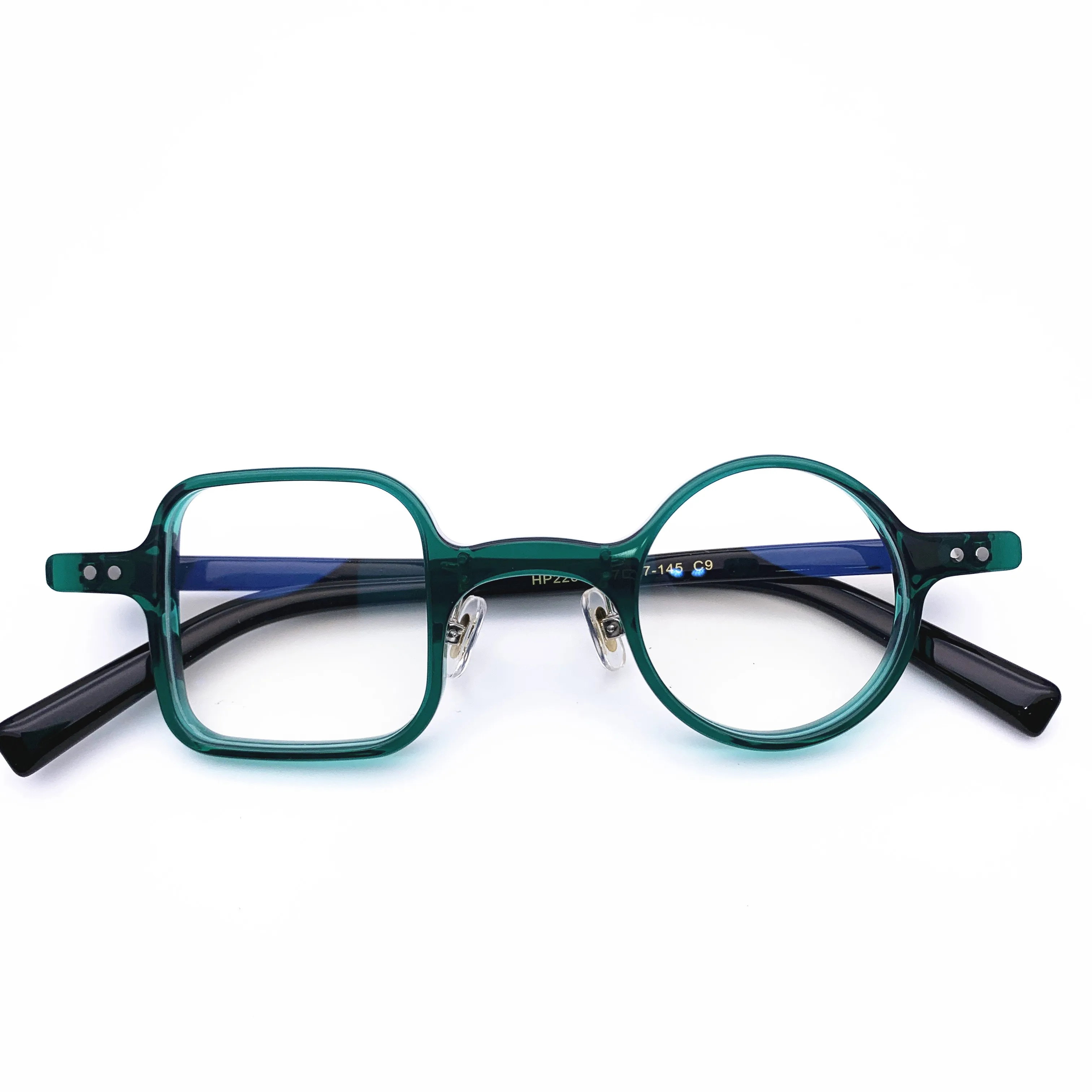 Belight Optical  Men Women Italy Mazzucchel Acetate Fancy Square with Round Design Spectacle Frame Precription Lens HP226-1