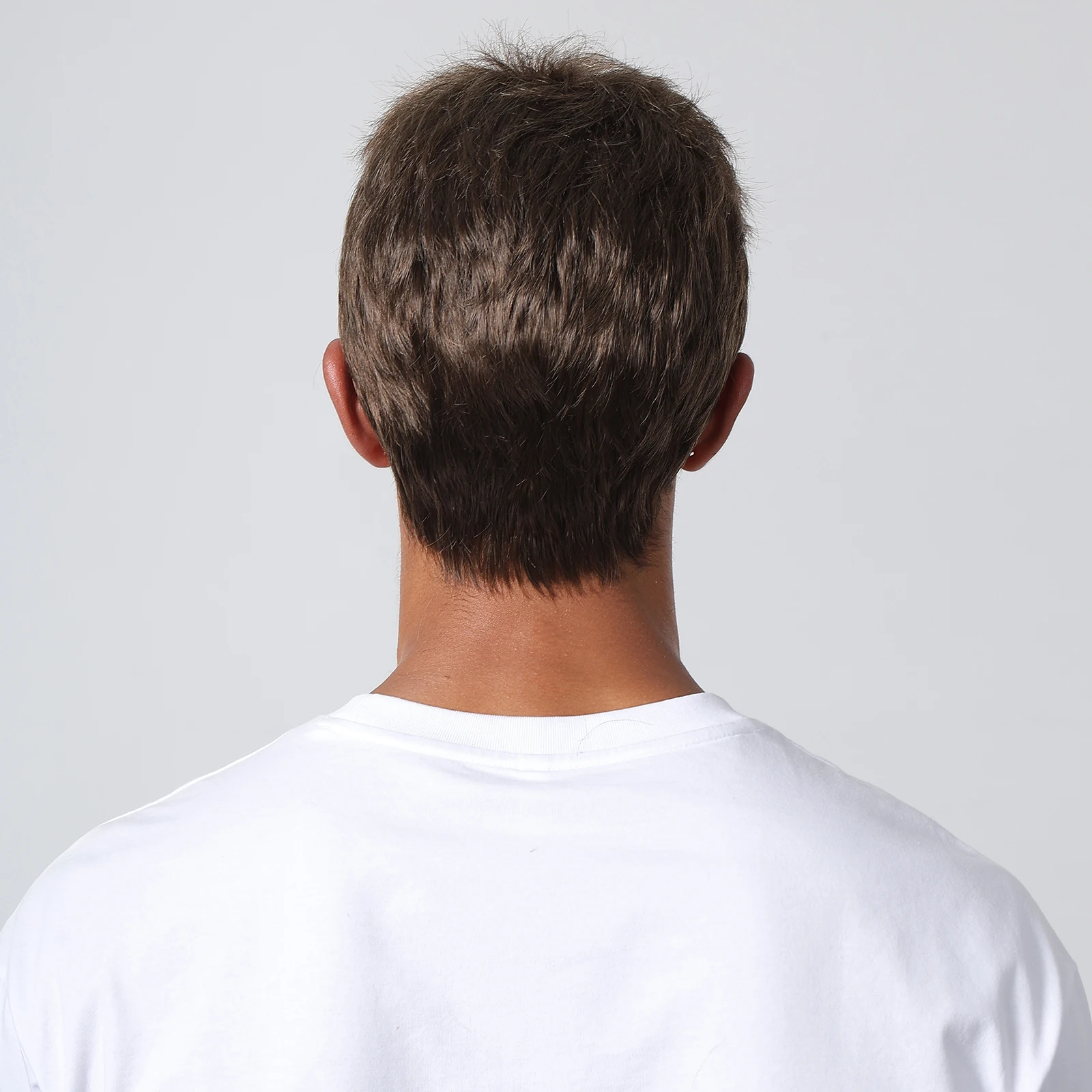 Brown Dark Short Synthetic Wigs Pixie Cut Golden Layered Wig Daily Party Natural Wigs for Men Heat Resistant Fiber Fake Hair