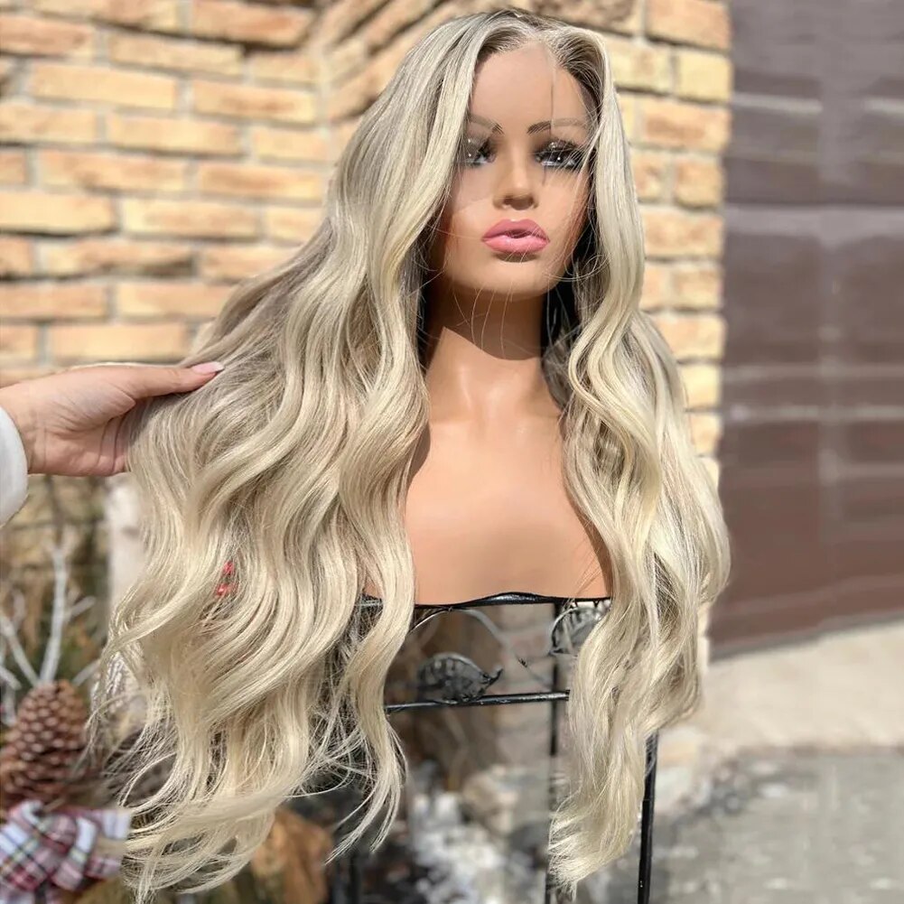 Buttercream Blonde Full Lace Wigs with Lowlights 100%Real Brazilian Wavy Human Hair Wigs Preplucked 13x6 Transparent HD Lace Wig