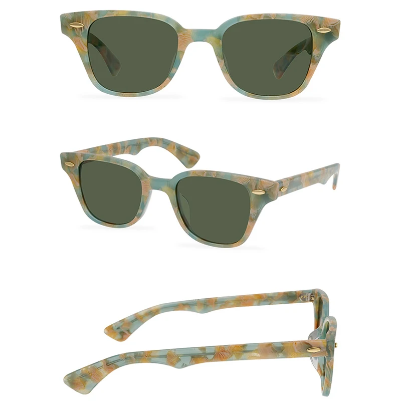 Belight Optical 2022 Spring New Designer Handmade Quality Red Grid Women Men UV400 Protection with Case Oculos Sunglasses 9580