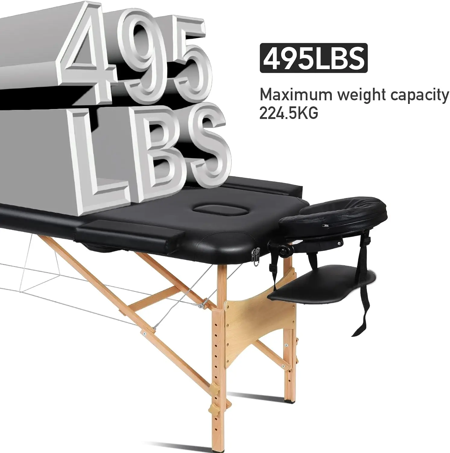 Careboda Professional Massage Table Foldable Massage Bed 3 Fold with 4cm High Density Sponge Robust Beechwood Legs Carrying Bag