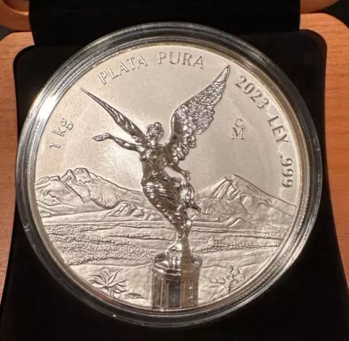 2023 Mo Mexico Silver Reverse Proof Like Libertad 1 Kilo Wood Box W/COA #286 - Picture 5 of 7