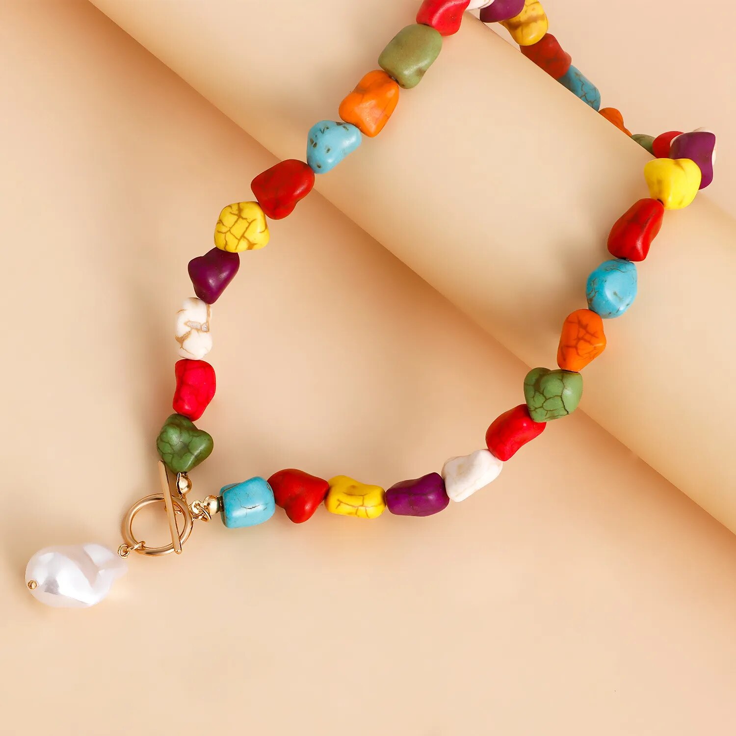 2022 Handmade Colorful Irregular Stone Beads Simple Casual Bohemian Choker Necklace Party Wedding Jewelry Accessary