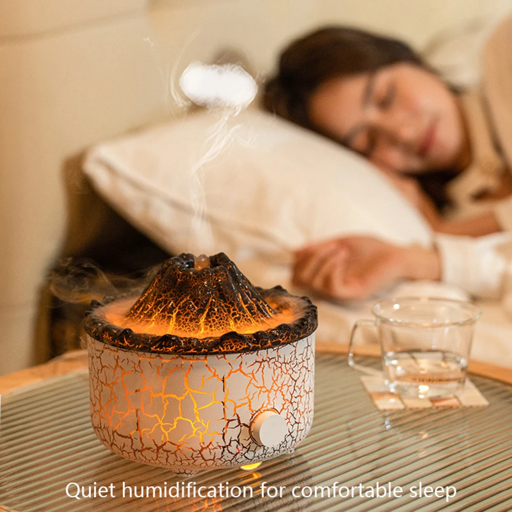 Volcano Lava Flame Aroma Humidifier With Lamp Essential Oils Diffuser Car Air Freshener Home Fragrance Humidifier Bedroom Office
