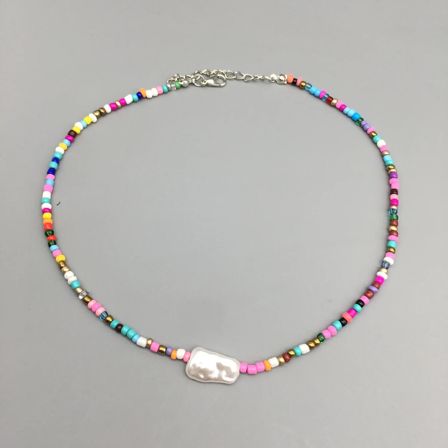 Multi-color Flower Glaze beads Women Necklace 2021 Fashion Rainbow Glass beads Female Choker Jewelry For Party Birthday Gifts