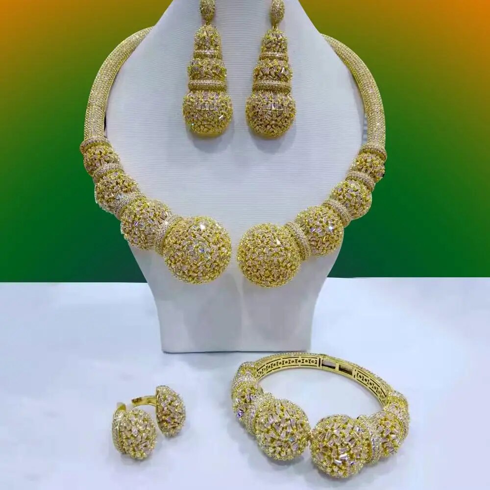 GODKI Famous Brand Disc Balls Luxury Nigerian Dubai Jewelry Sets For Women Cubic Zircon Wedding Bridal Jewelry Sets 2021