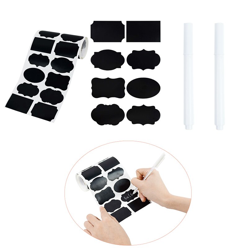 250/roll Blank Blackboard Labels Stickers With Marker Pen Chalkboard Kitchen Spice Label Tags Home Jam Jar Bottle Customize Tags
