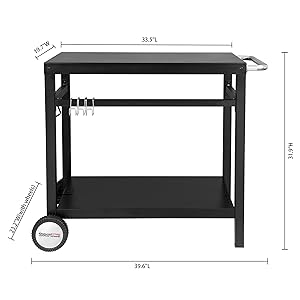 Royal Gourmet Double-Shelf Movable Dining Cart Table