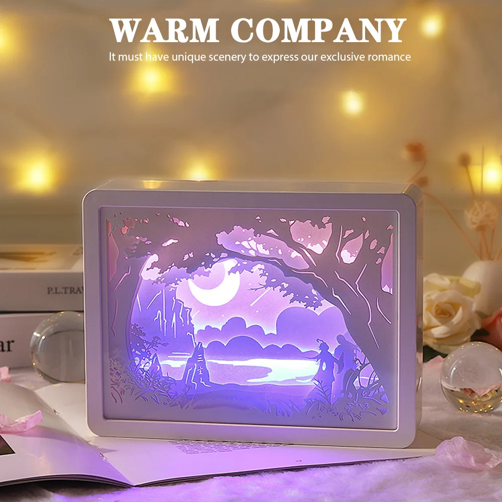 LED Paper Carving Lamp Glowing Photo Frame Night Light 3D Craft Led Strip Lights Table Lamp for Living Room Bedroom Decorations