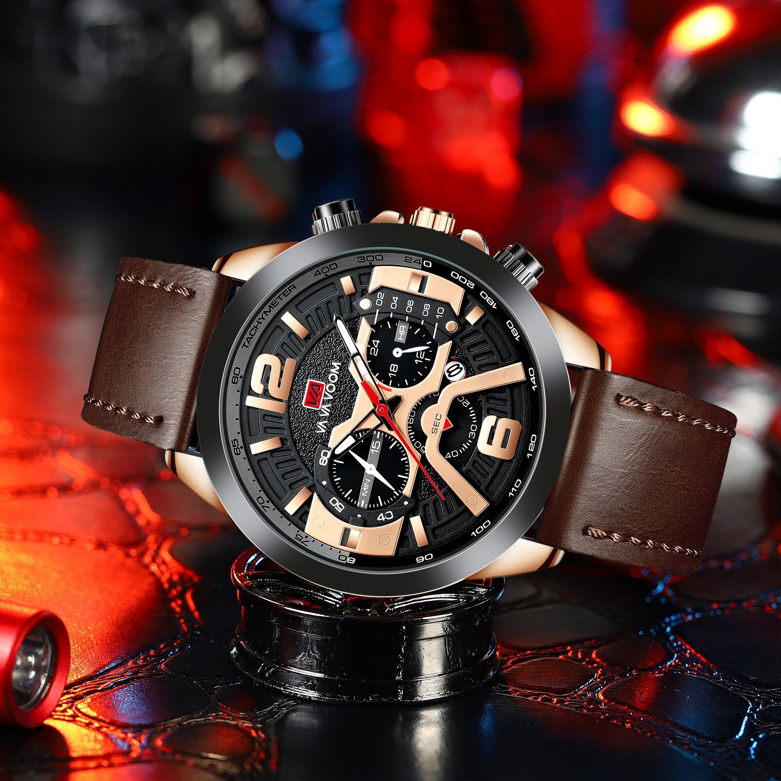 VAVA VOOM Leather Men Watche Luxury Top Brand Fashion Casual Dress Quartz Wristwatch Relogio Masculino Business Calendar Watches