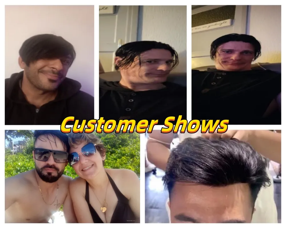 Toupee for Men Human Hair Pieces Hair Unit Wig Male Toupee Replacement System Men's Capillary Peotese Natural Black with Tapes