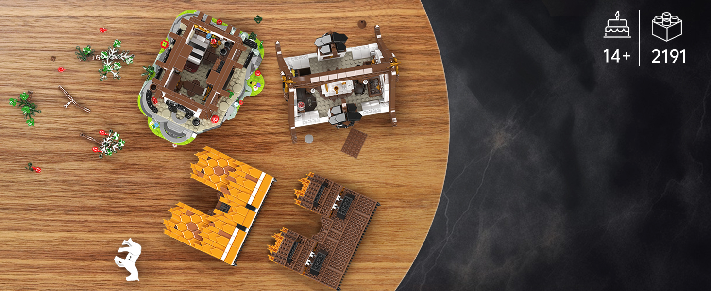 mould king wooden cabin building blocks kit