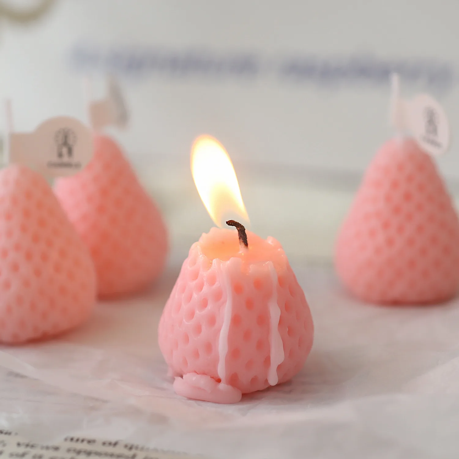 3D Strawberry Shape Silica Gel Candle Mold DIY Fruit Pastry Jelly Cake Kitchen Baking Tools Handmade Soap Home Decor Resin Mould
