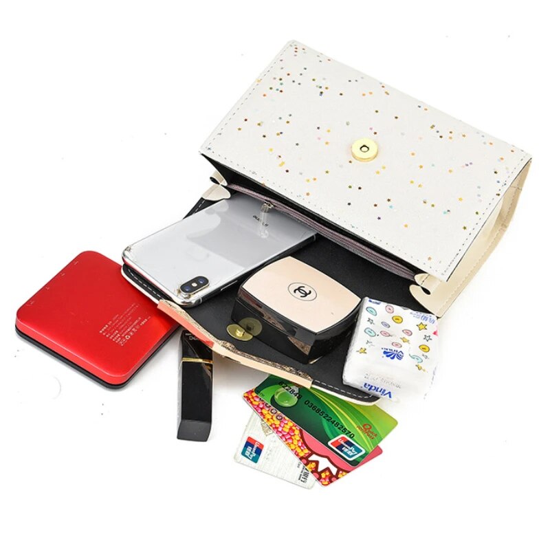 Fashion Textured Women's Bag Trend Versatile PU Leather Shoulder Bags for Women 2023 Luxury Rhinestone Buckle Messenger Bag