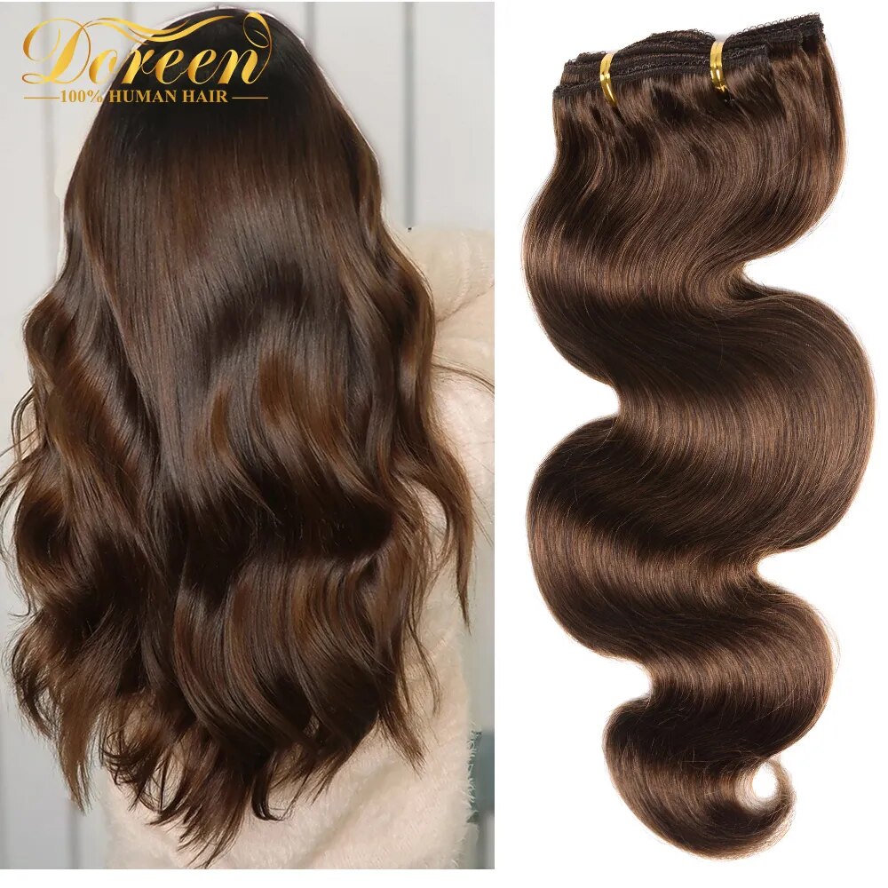 160G 200G 240G Full Head Body Wavy Clip Hair Extensions Brazilian Machine Remy 100% Real Natural Human Hair Clip in Brown Color
