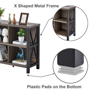 Metal 8 cube storage Organizer bookcase long horizontal bookshelf cubby black wood brown wooden