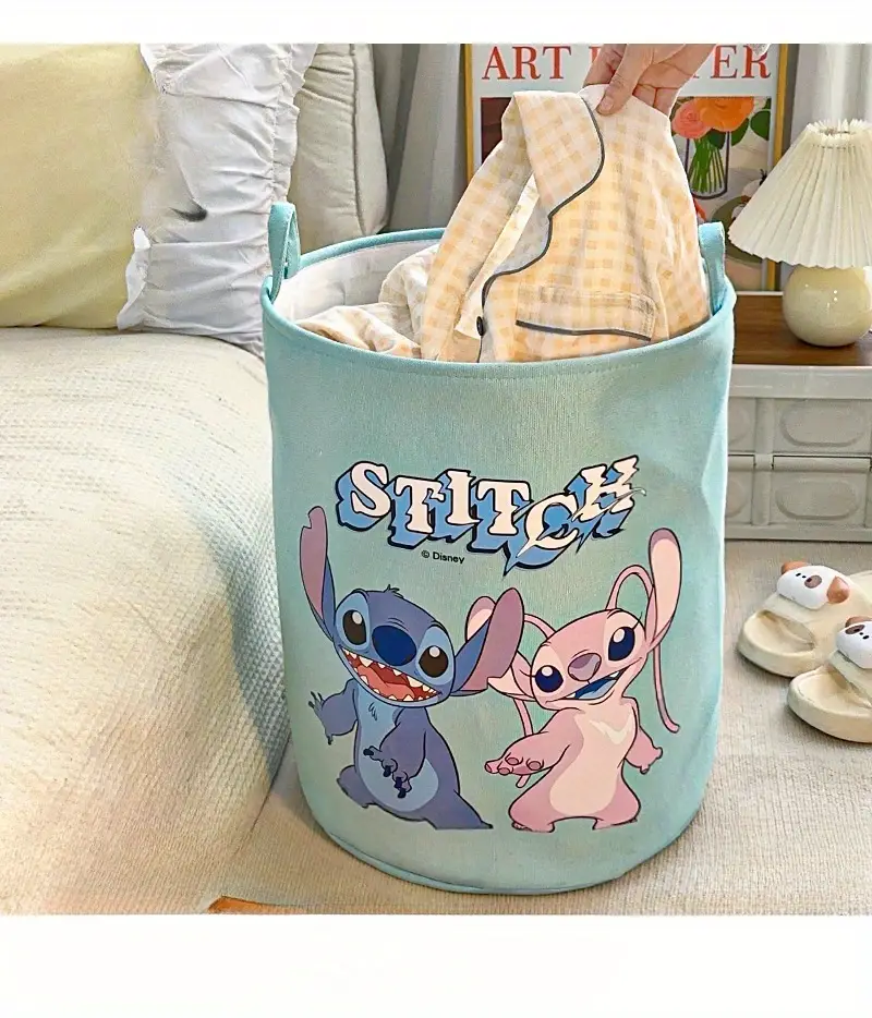 1pc   stitch   laundry hamper high aesthetic plush toy storage basket home organizer soft material details 3