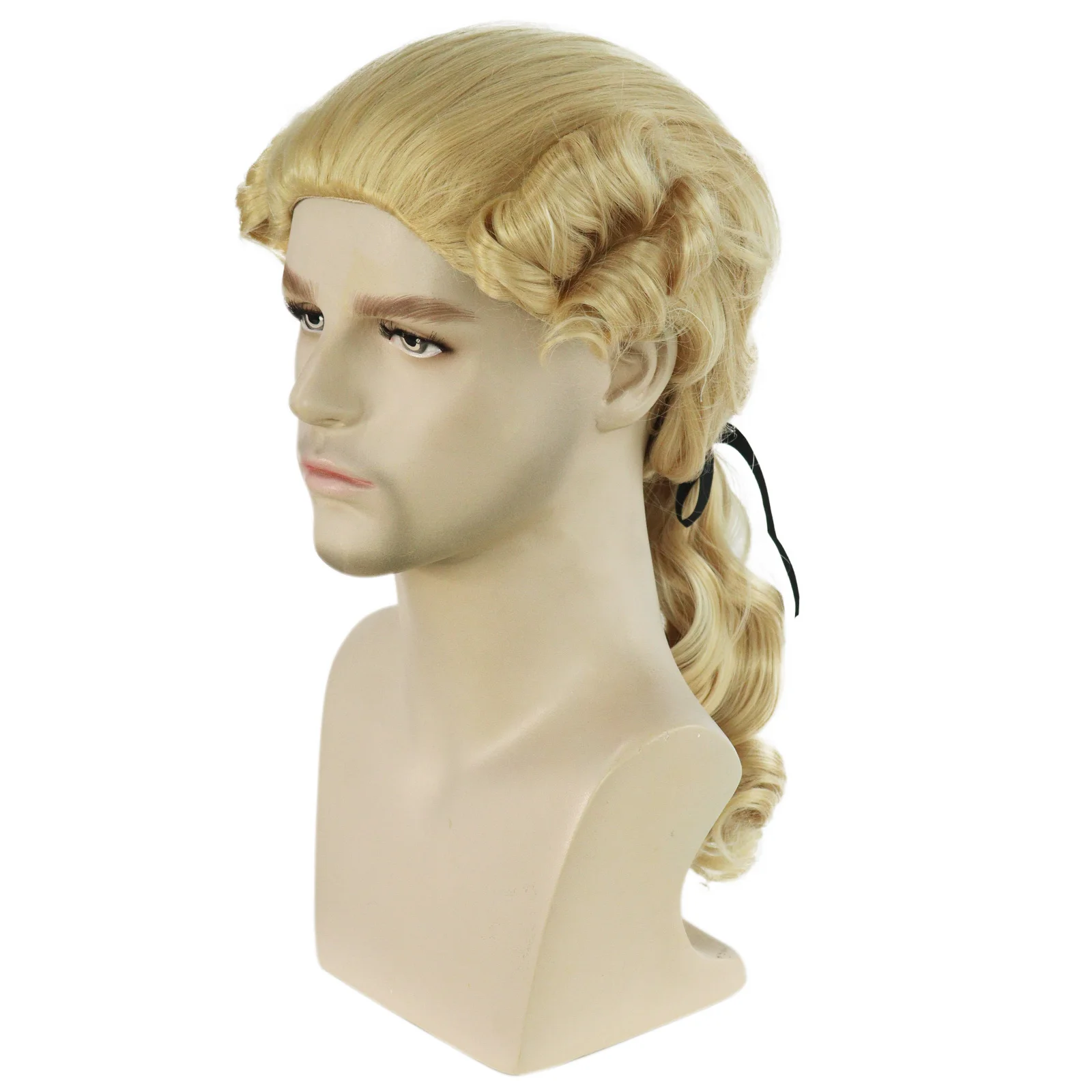 Anogol Long Blonde Curly Wigantoinette  Cosplay Wig for Men Wigs for Halloween Party School Christmas & 1pc Wig Cap