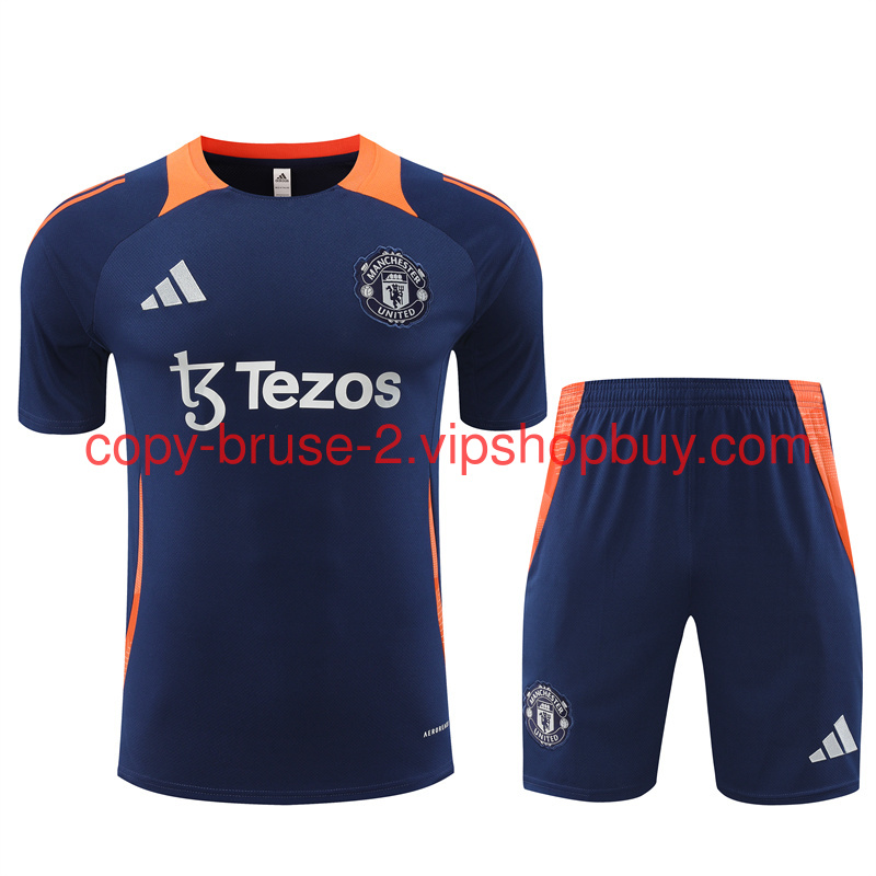 Manchester United 24-25 Short-Sleeve Training Kids Kit - Deep Blue111
